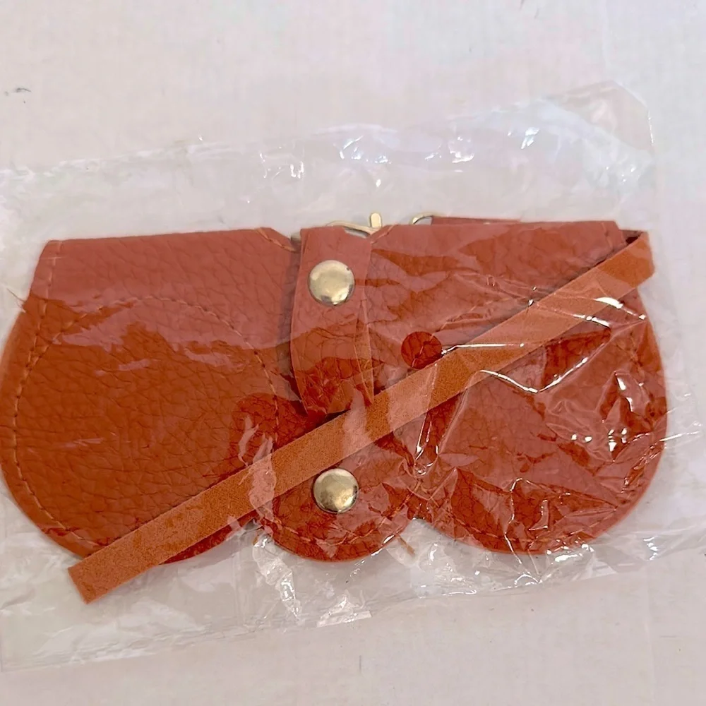 Soft Leather like Sunnies Case, purse charm orange